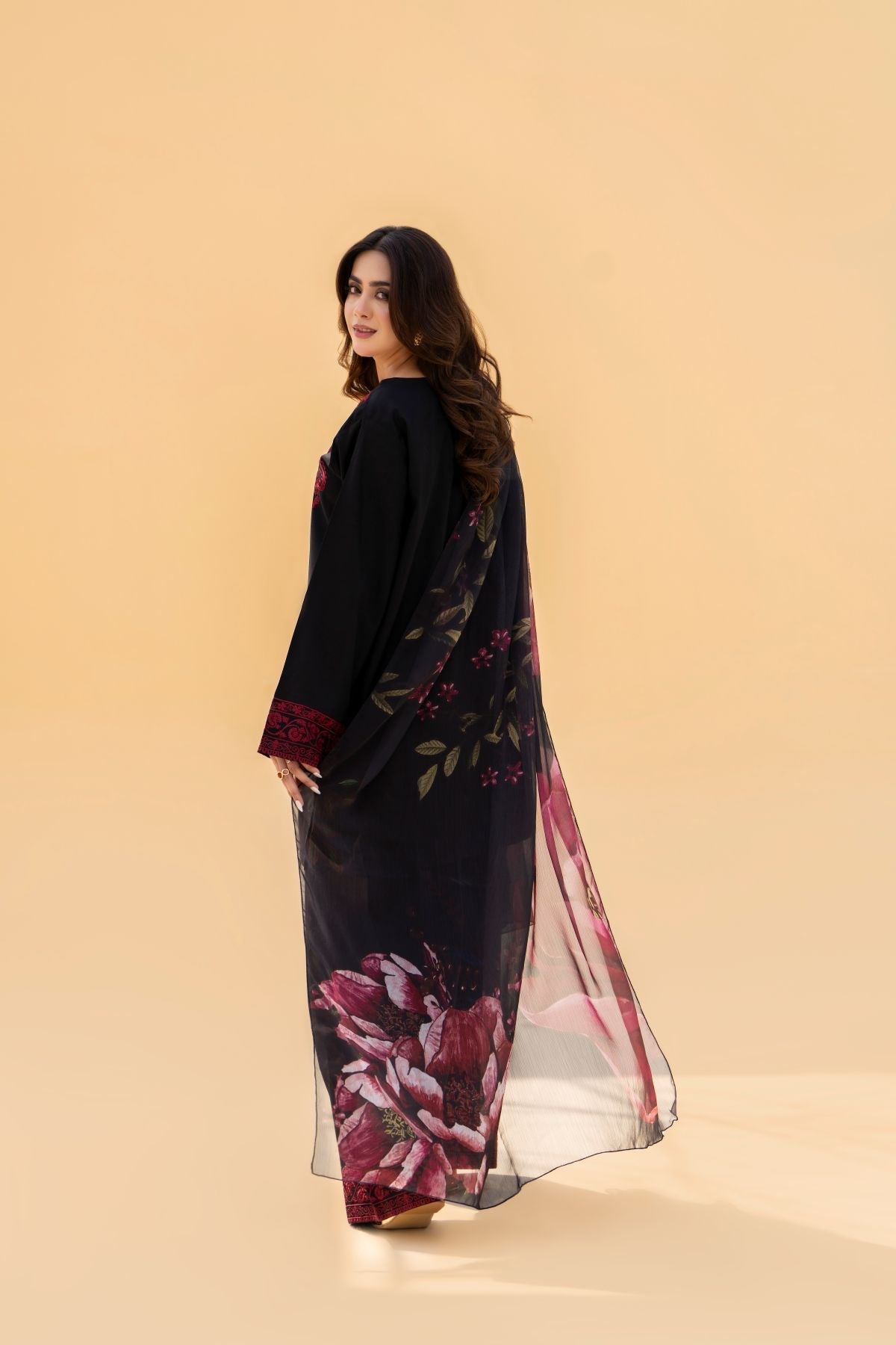 Blush Black 3 PC Stitched