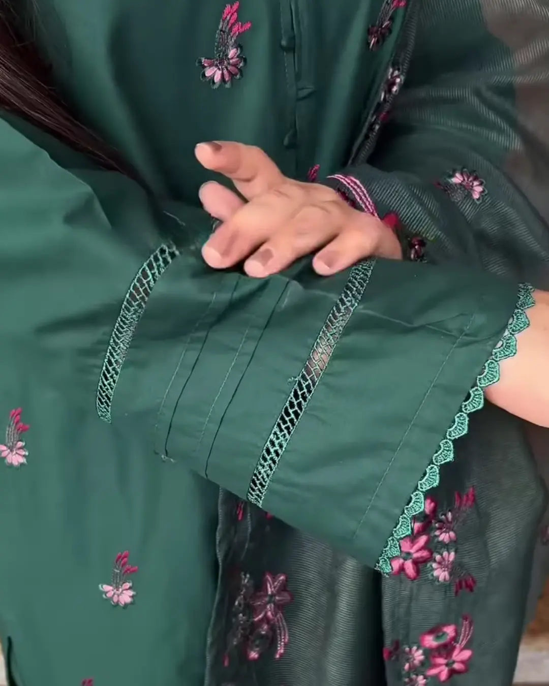 Imperial Green 3 PC Stitched