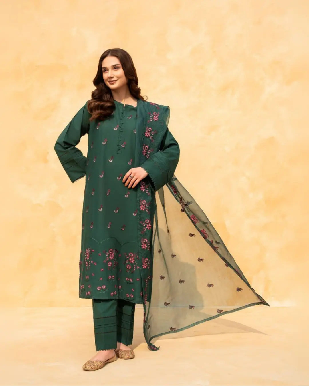 Imperial Green 3 PC Stitched